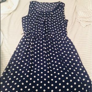 Blue dress with polka dots